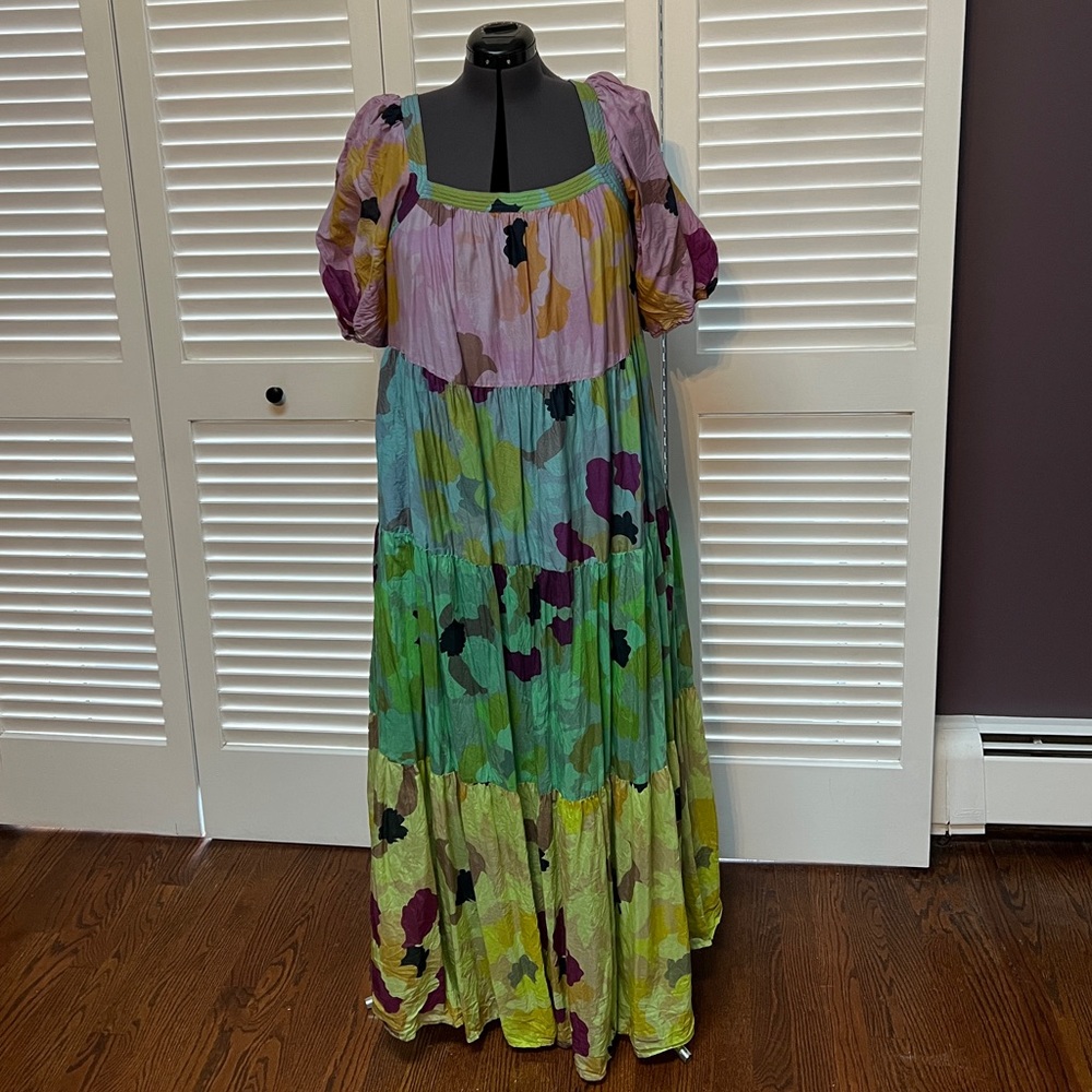 Anthropologie A+ Floral Maxi Dress Cotton/ Silk